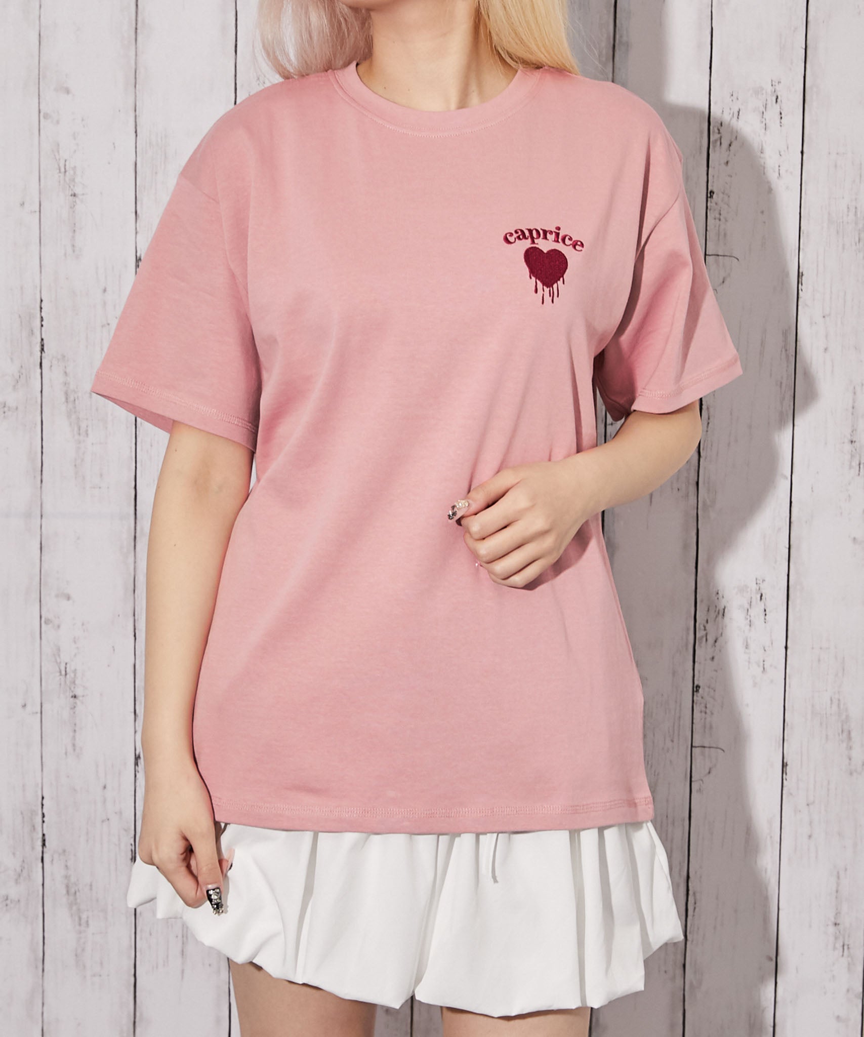 ワンポイントハート刺繍》Tシャツ／カジュアル×Y2K／春夏／全4色