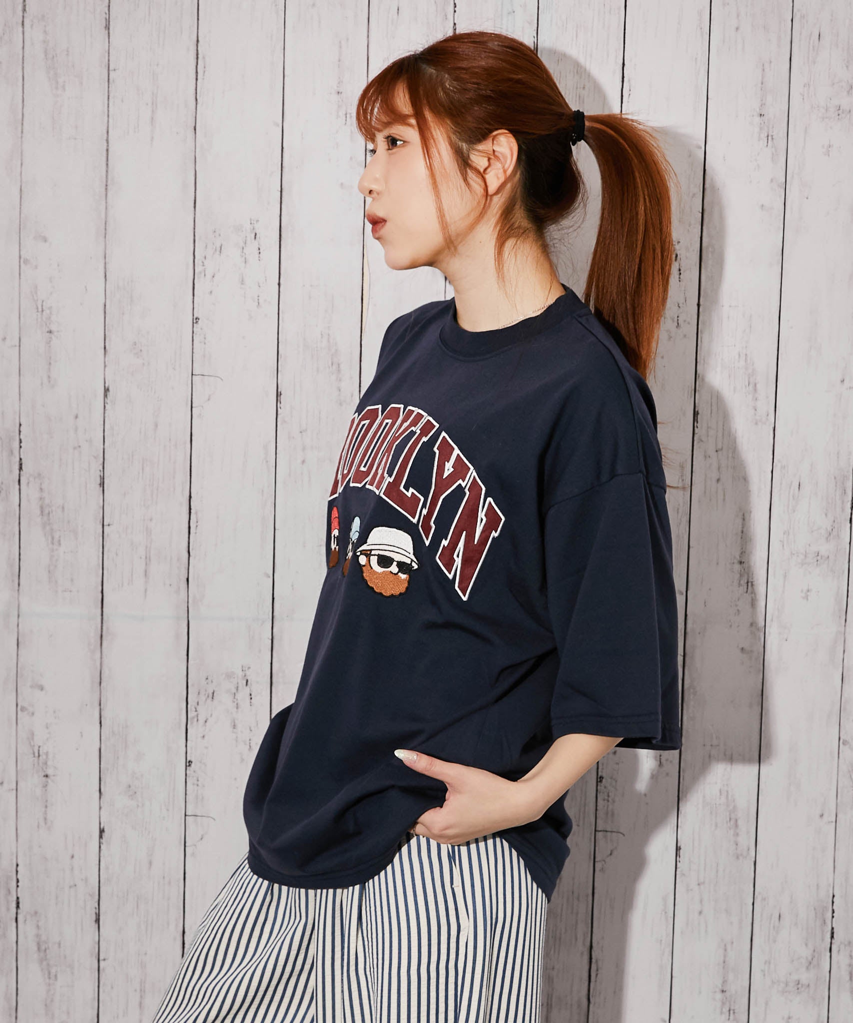 ×GUCCI ビッグロゴTシャツ　ストリート映え　メンズ　レディース ひげキャラクター×ロゴ》Tシャツ／ストリート／春夏秋／全4色 | GORGE