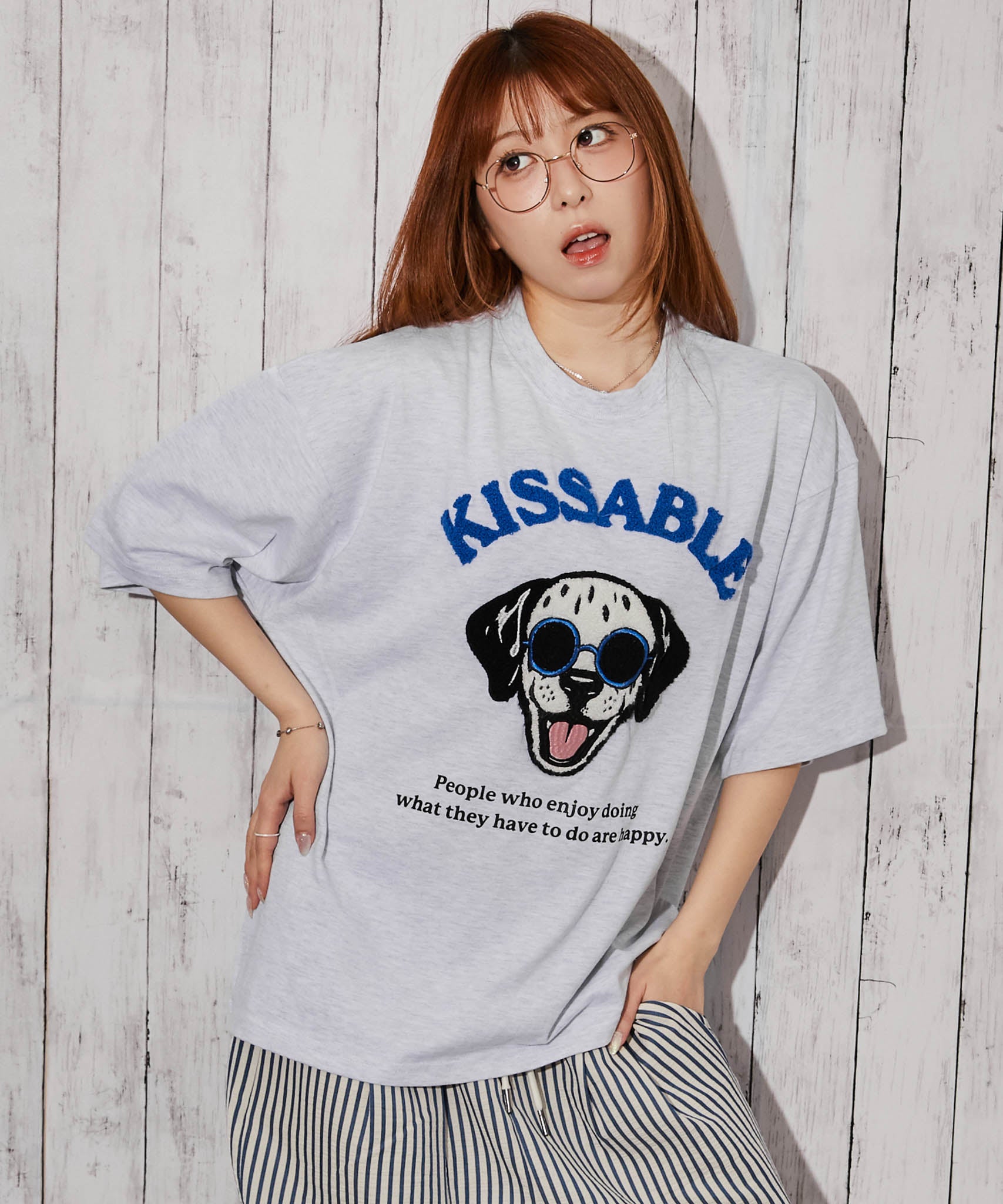 Redeye着用　キャラクターデザイン 長袖カットソー ブラック ブルー ドッグキャラクター×サガラロゴ》Tシャツ／ストリート／春夏秋／全4