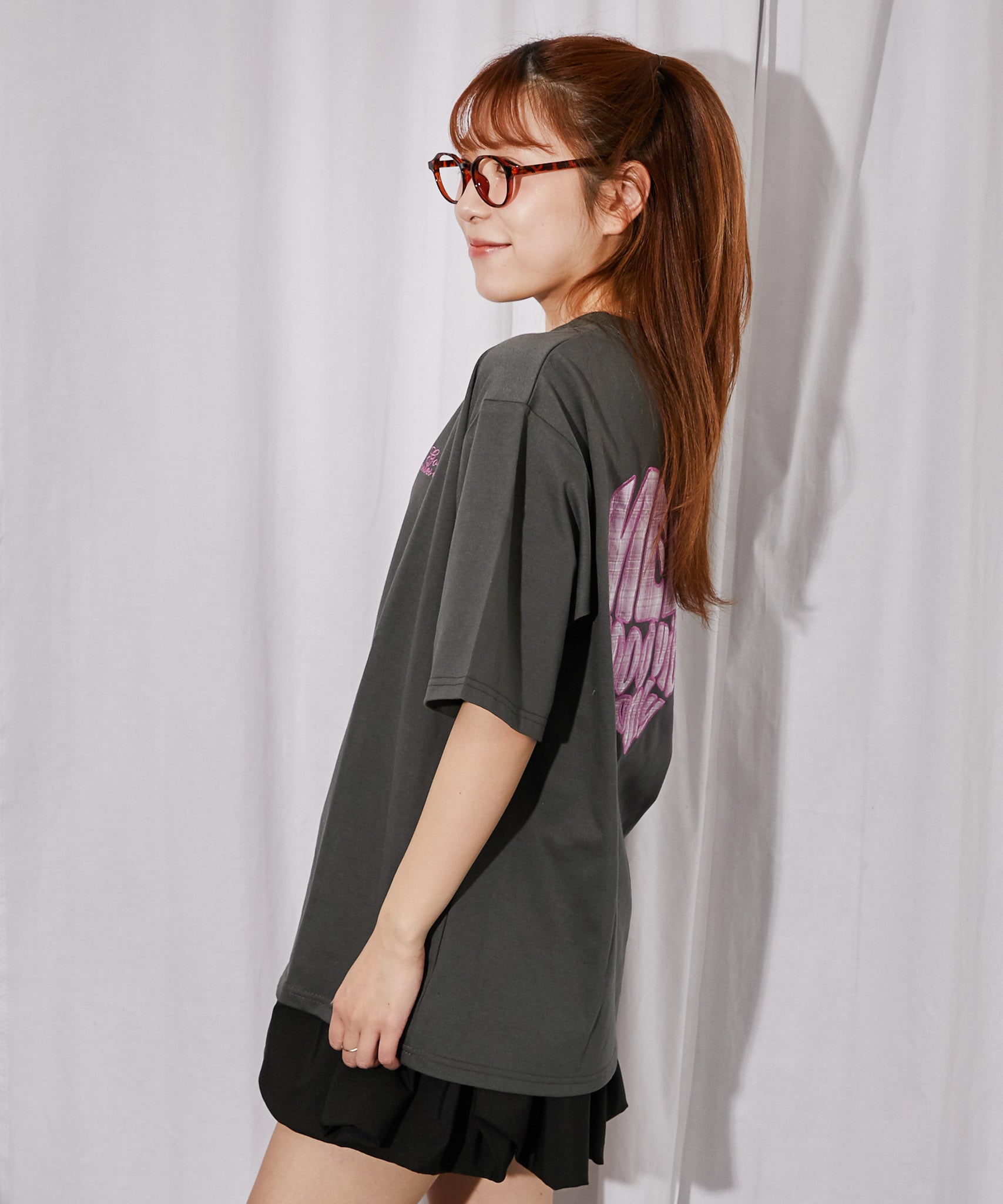 チェックハートロゴ》バックプリントTシャツ／ストリート／春夏／全4