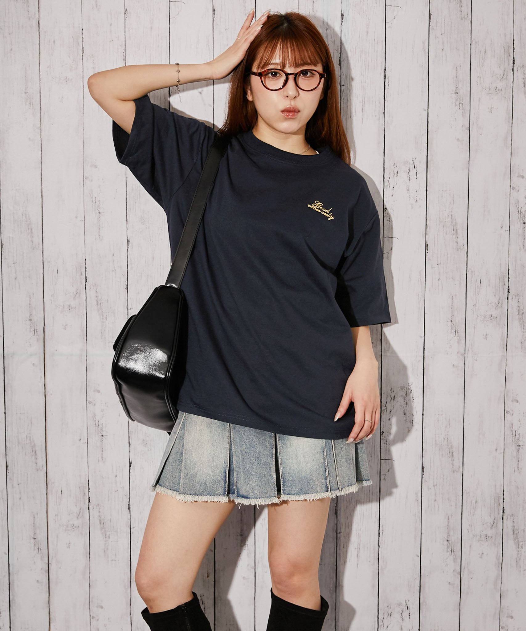 チェックハートロゴ》バックプリントTシャツ／ストリート／春夏／全4