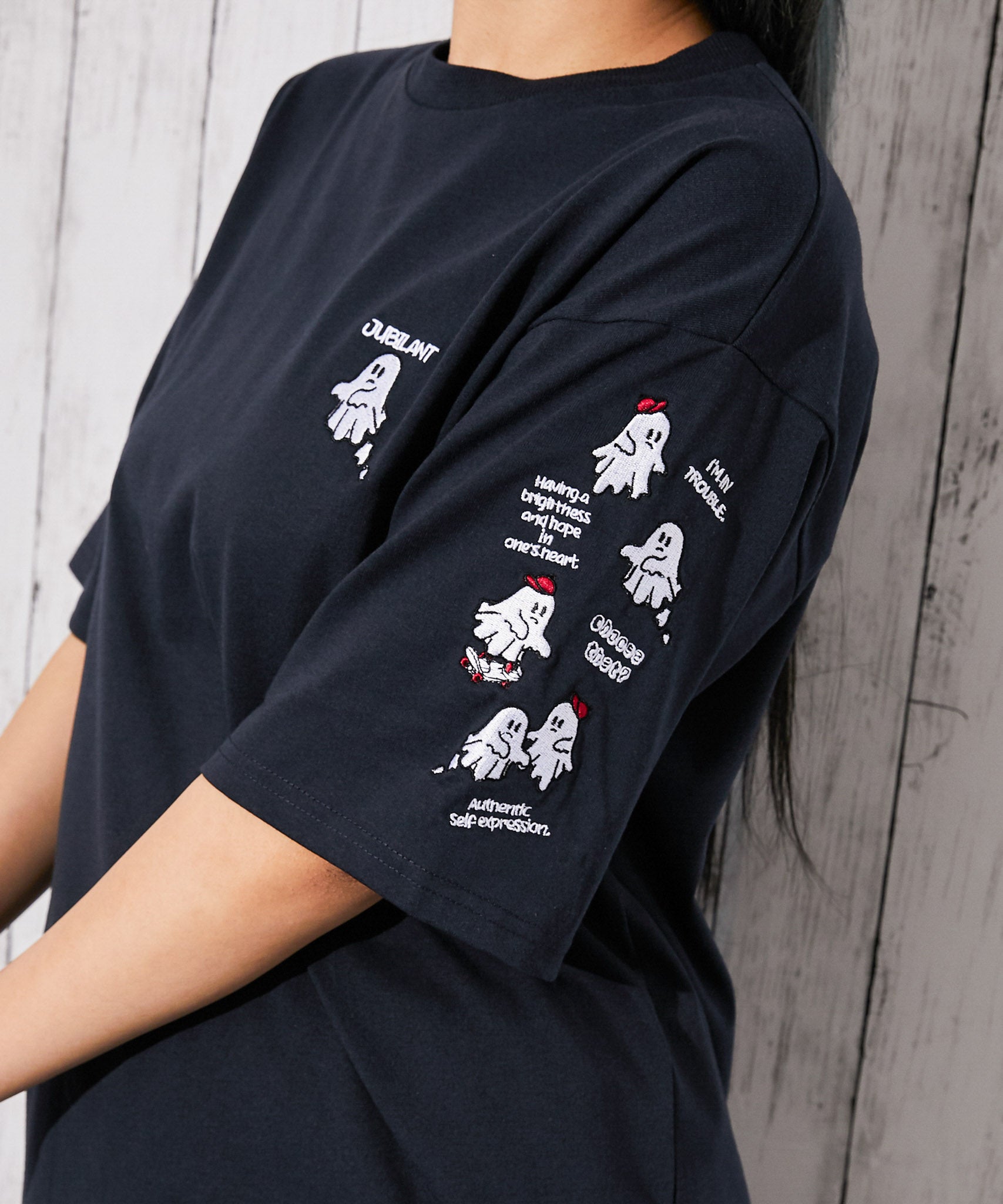おばけ刺繍》ビックTシャツ／ストリート／春夏／全3色 | GORGE