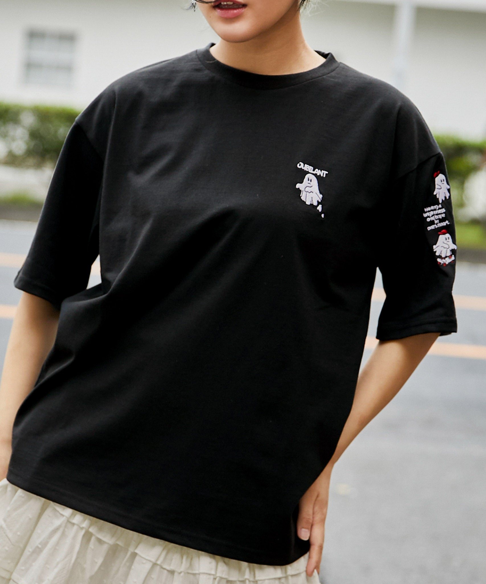 おばけ刺繍》ビックTシャツ／ストリート／春夏／全3色 | GORGE