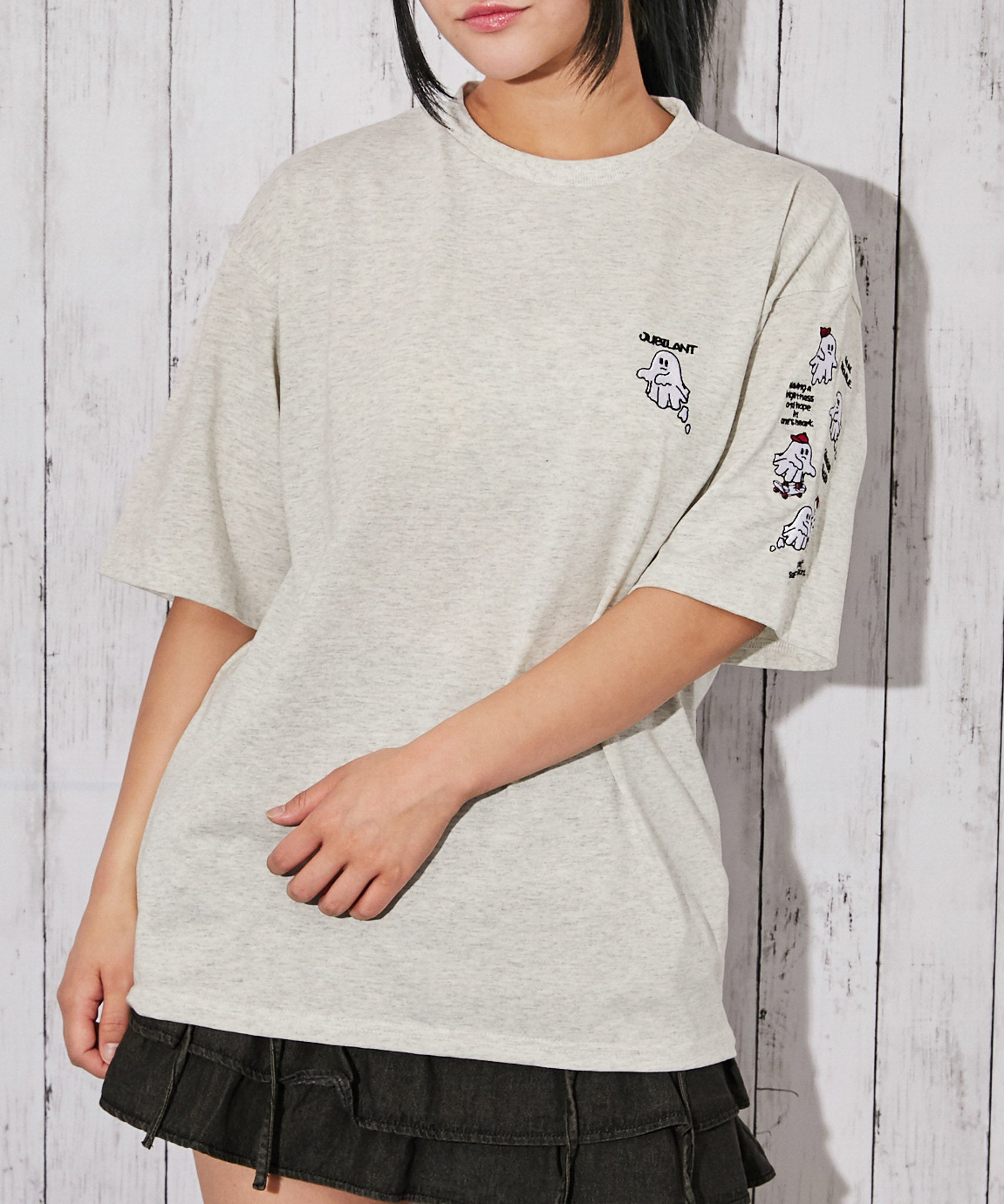 おばけ刺繍》ビックTシャツ／ストリート／春夏／全3色 | GORGE