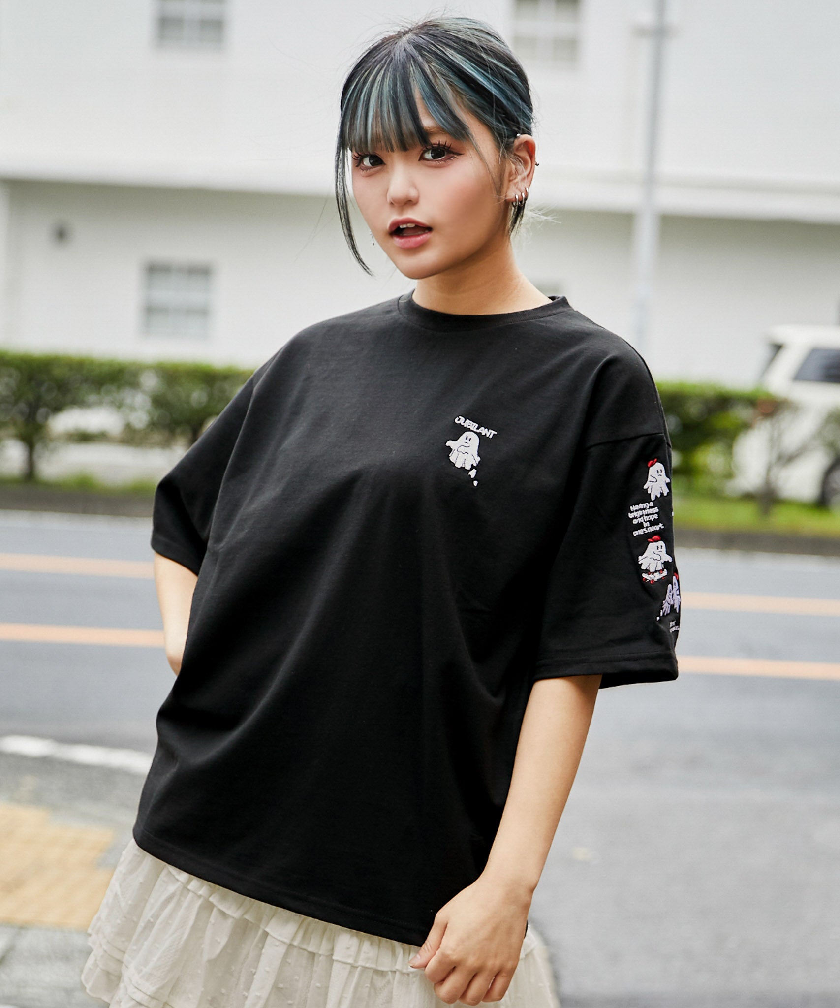 おばけ刺繍》ビックTシャツ／ストリート／春夏／全3色 | GORGE