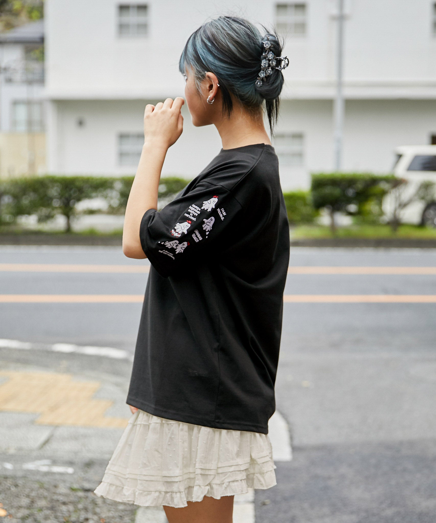 おばけ刺繍》ビックTシャツ／ストリート／春夏／全3色 | GORGE