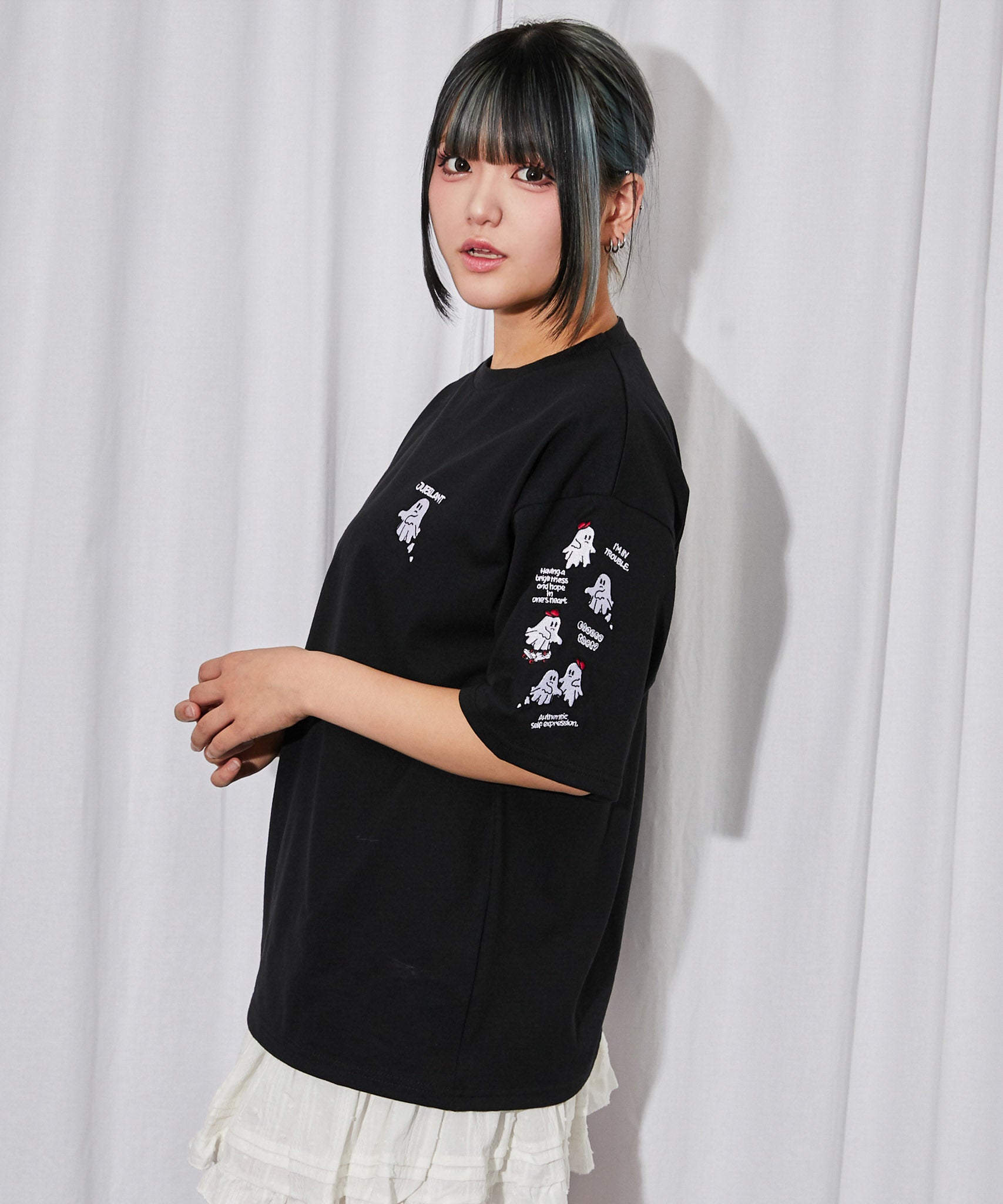 おばけ刺繍》ビックTシャツ／ストリート／春夏／全3色 | GORGE
