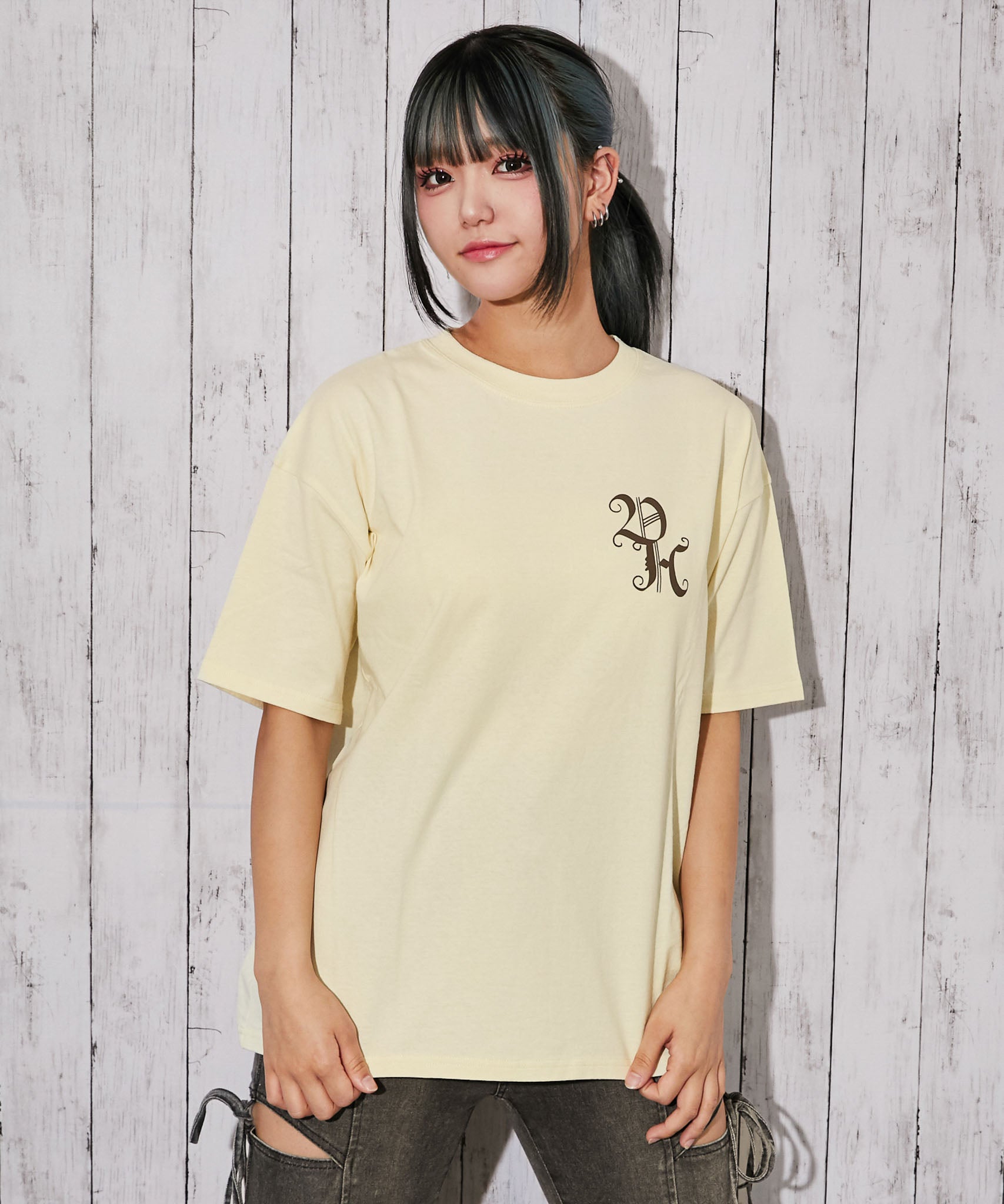 クロスバックプリント》BIG Tシャツ／ストリート／春夏／全3色