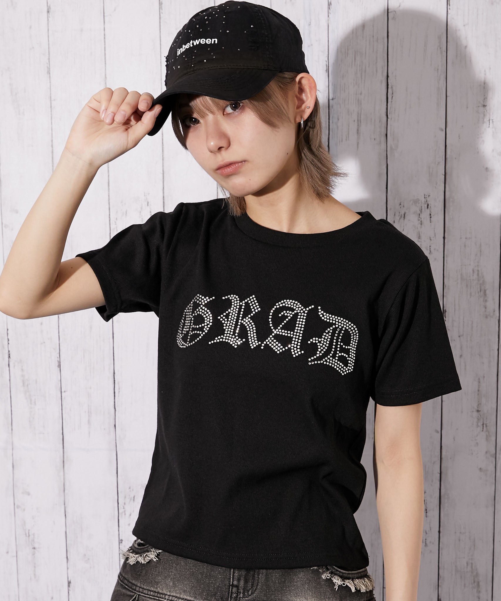 ラインストーンロゴ×短丈》Tシャツ／Y2K／春夏／全2色 | GORGE