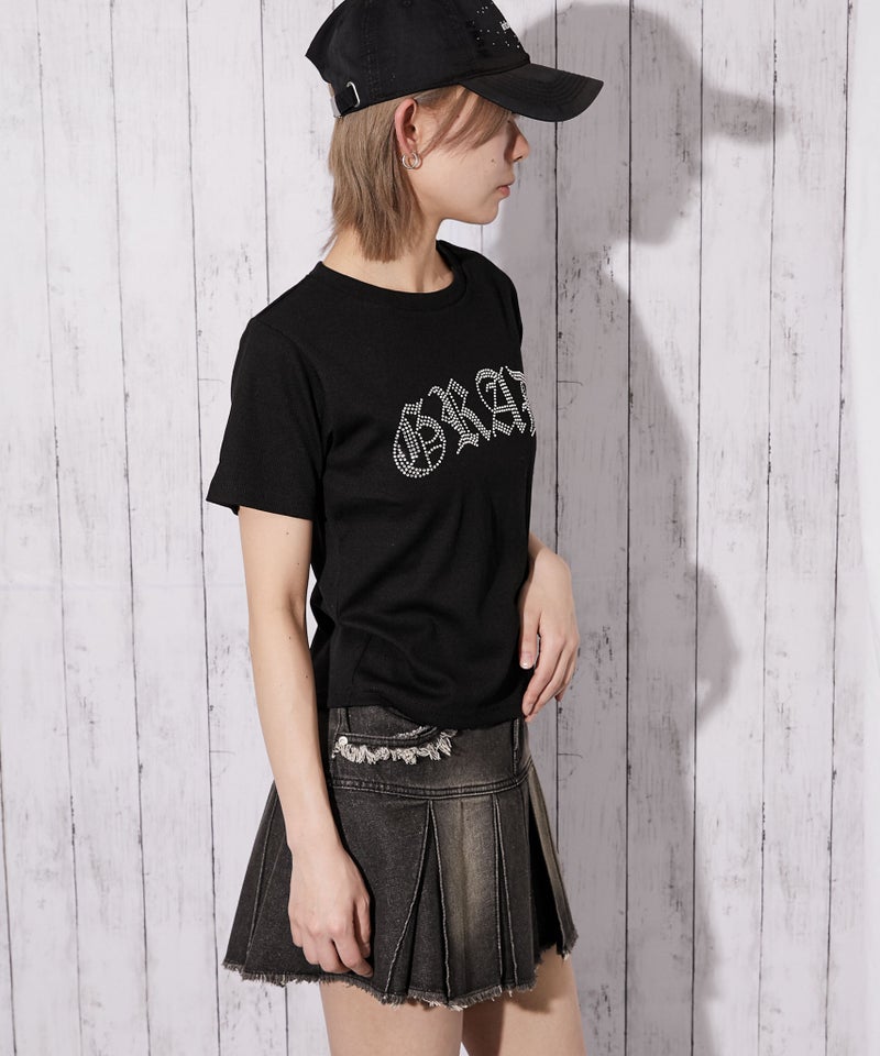 ラインストーンロゴ×短丈》Tシャツ／Y2K／春夏／全2色 | GORGE