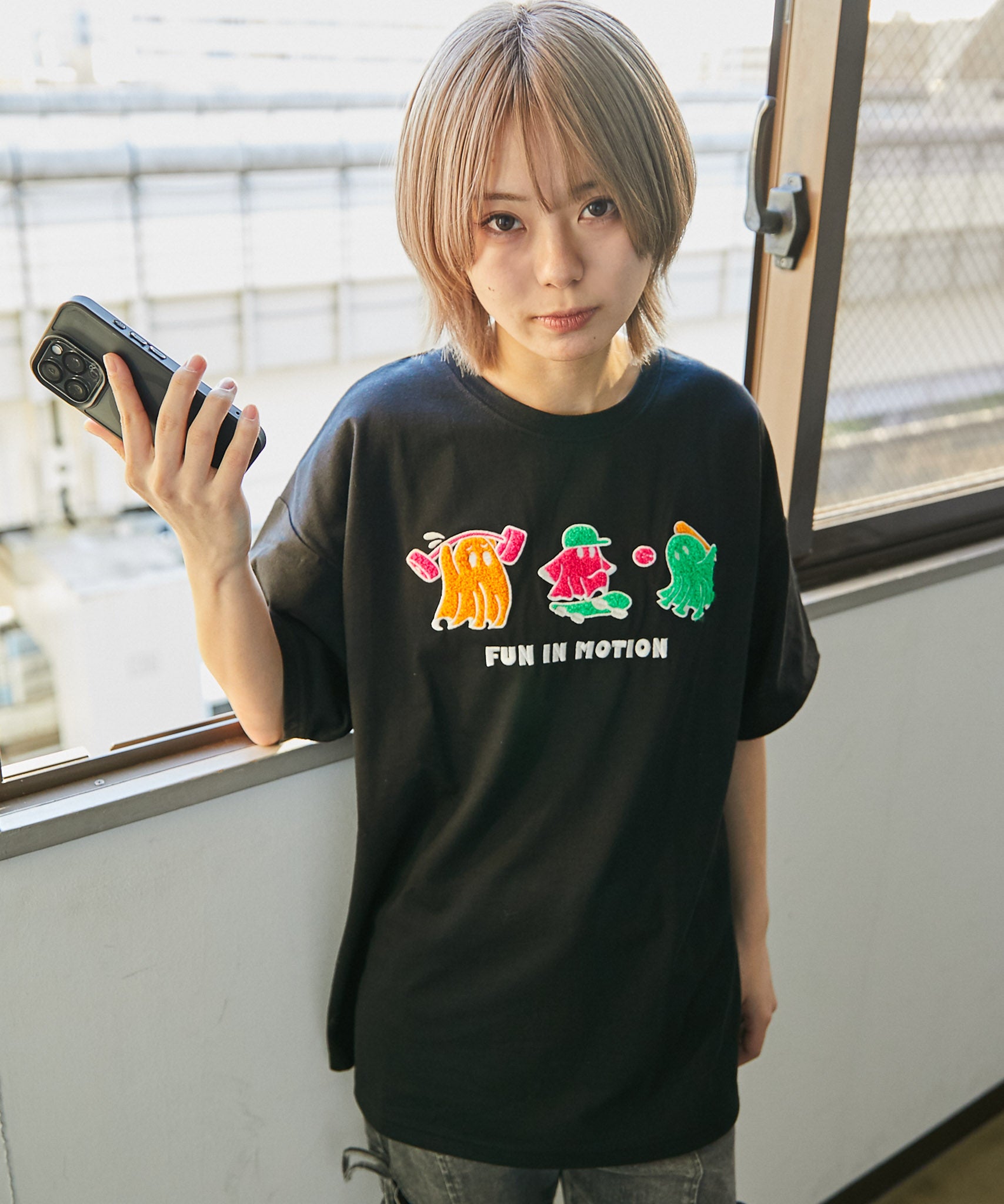 おばけ×サガラ刺繍》BIGTシャツ／ストリート／春夏／全2色 | GORGE