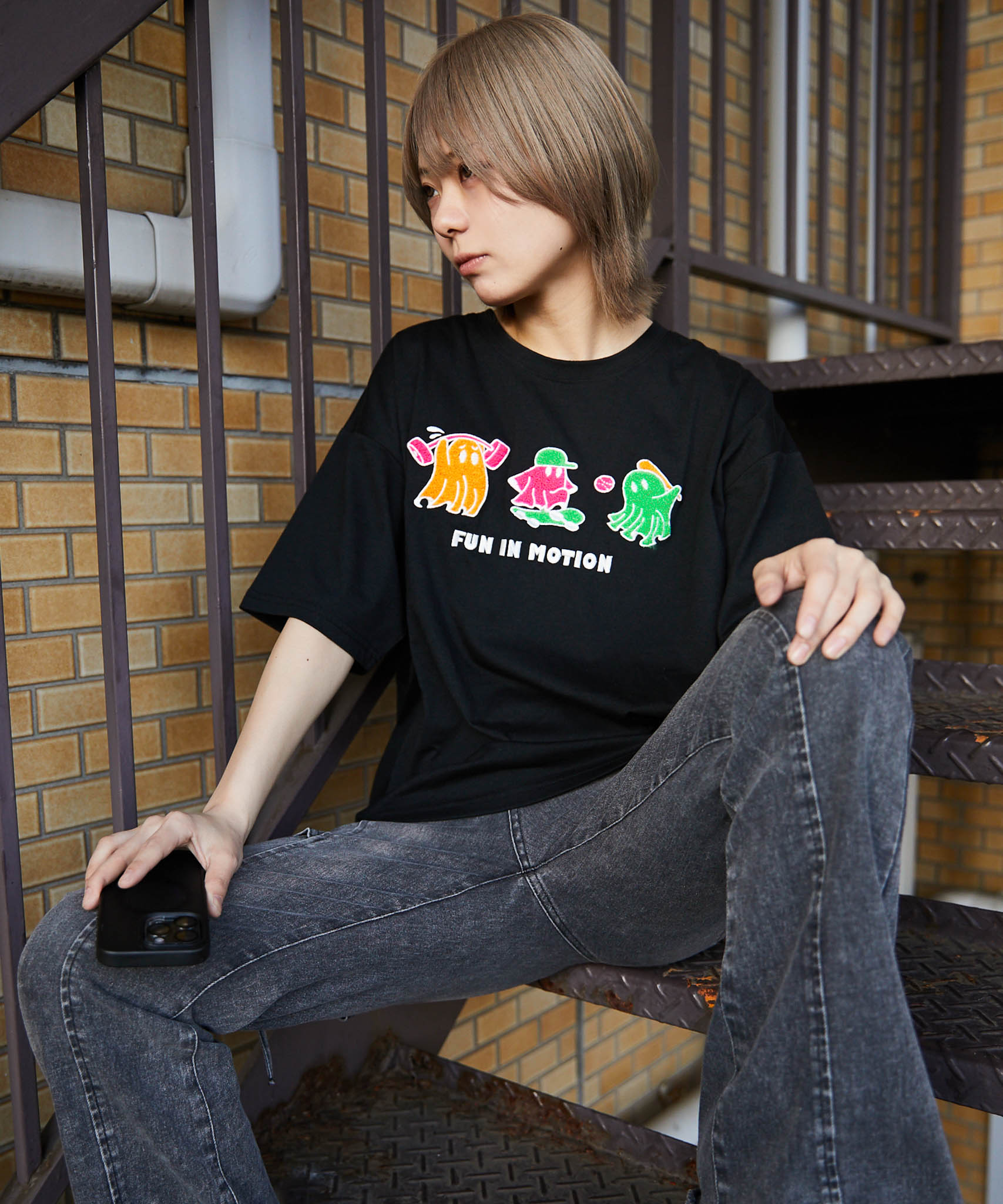 おばけ×サガラ刺繍》BIGTシャツ／ストリート／春夏／全2色 | GORGE