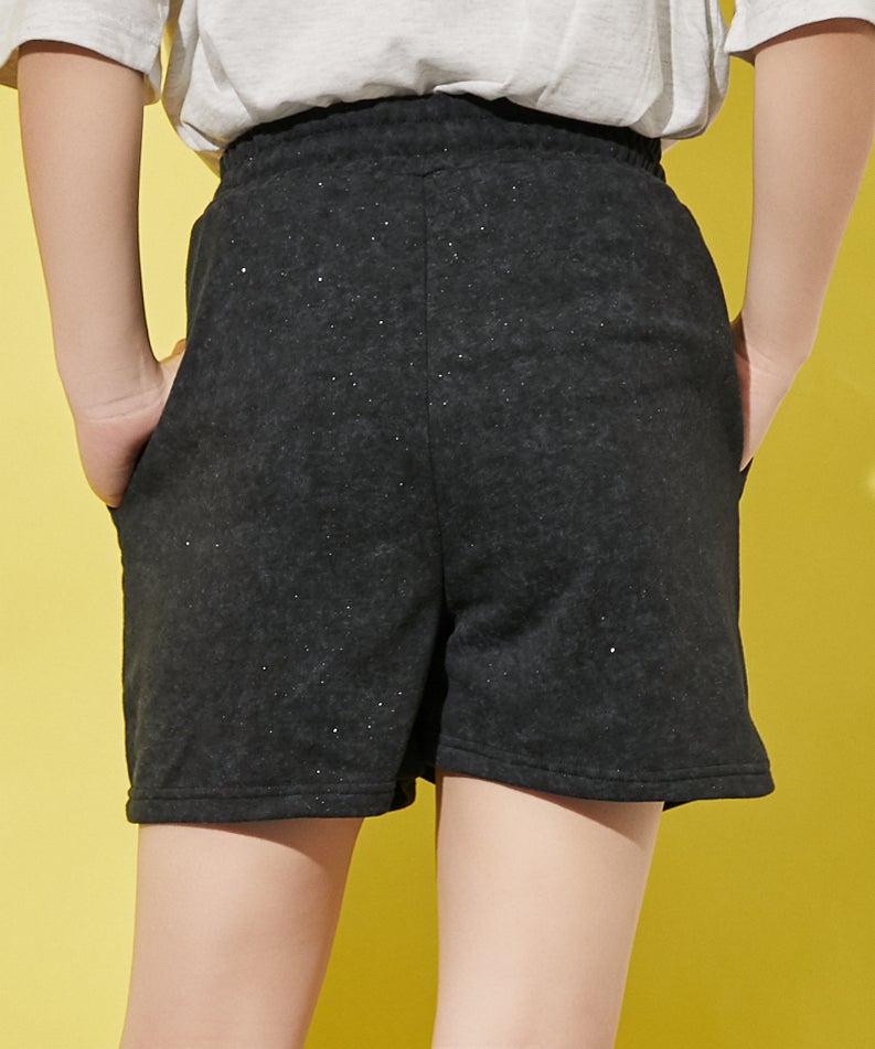 ラメ入りムラ染め風》ゆるシルエットスウェットショートパンツ／春夏